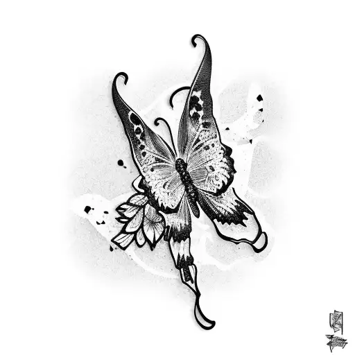 Butterfly Silhouette Of Koi Fish