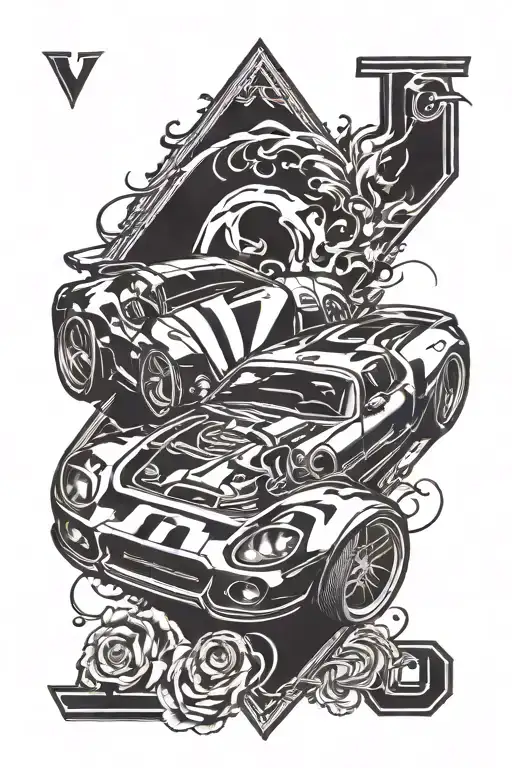 Sports Car And The Letter V