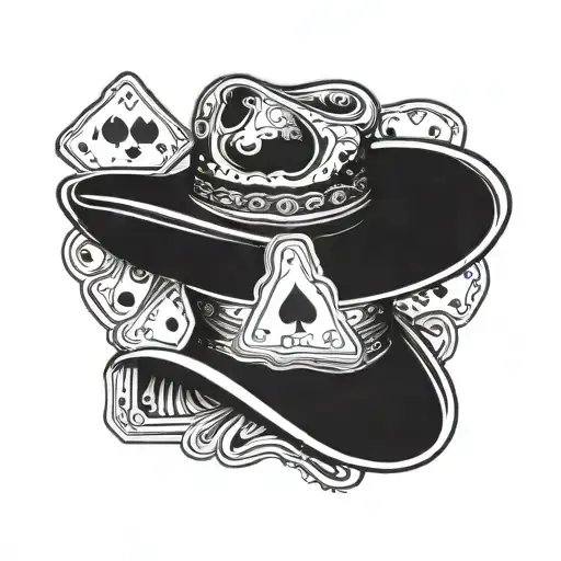 Cowboy Hat With Playing Cards Inside