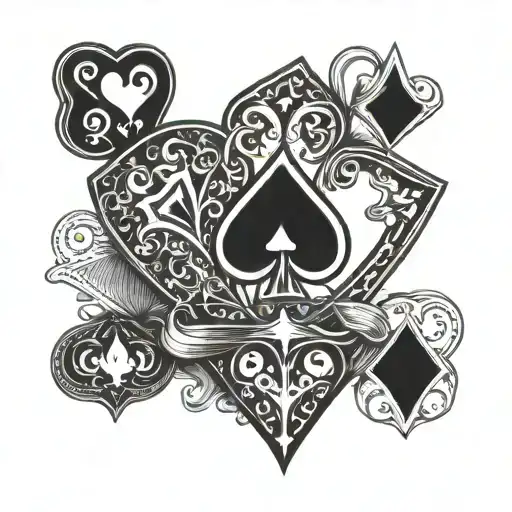 Ace Of Spades And 2 Of Hearts Card