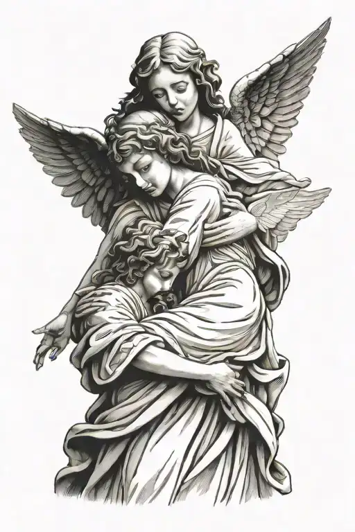 Angel With Jesus Praying