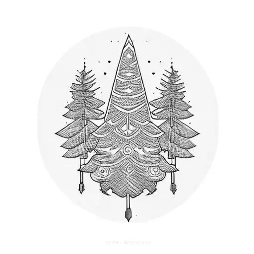 Lebanese Traditional Pattern Of A Cedar Tree With Intricate Details