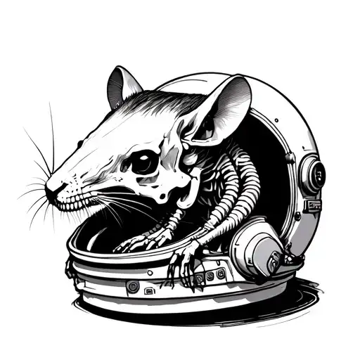 Rat Skeleton On Top Austronaut Helmet