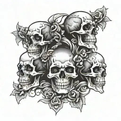 Skulls With Hear No Evil See No Evil And Speak No Evil In A Mist