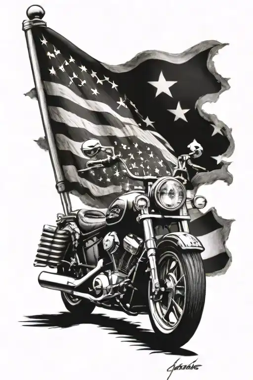 American Flag Skull Indian Scout Motorcycle Riding