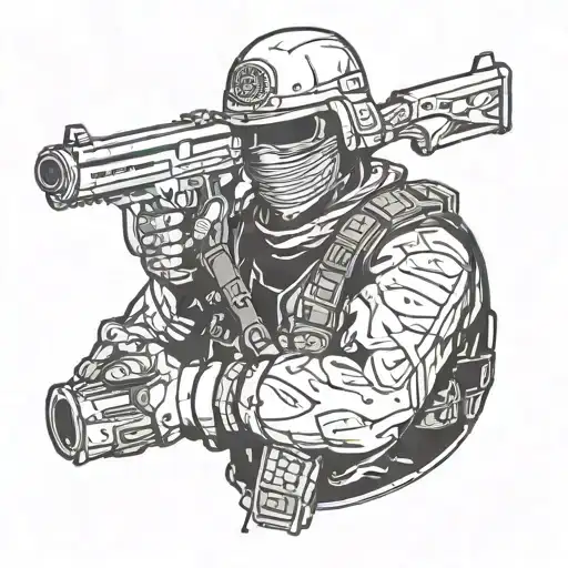 Serrafin Soldier Holding A Gun