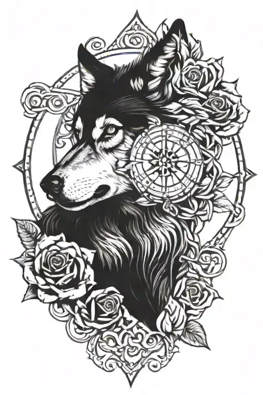 Wolf Roses Compass
