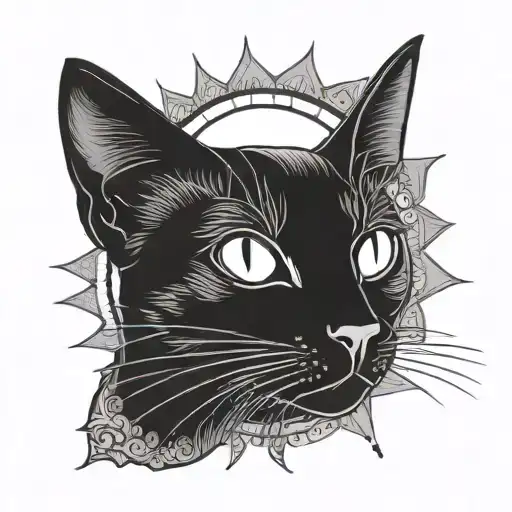 Black Cat With A Sun