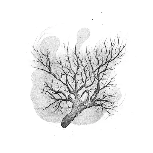 A Sketch-style Tattoo Of A Guitar Neck Turning Into A Tree Branch