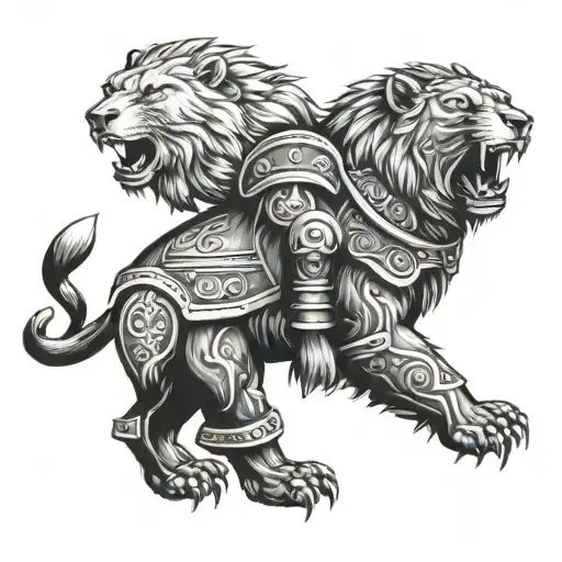 Bear And Lion On A Coat Of Armor