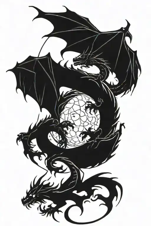 Dragon And Moon Merging Together