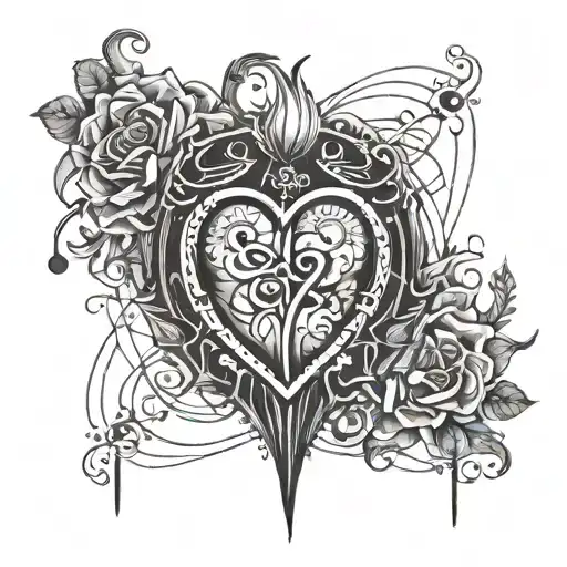 Tattoo Design With Heartbeat And Date