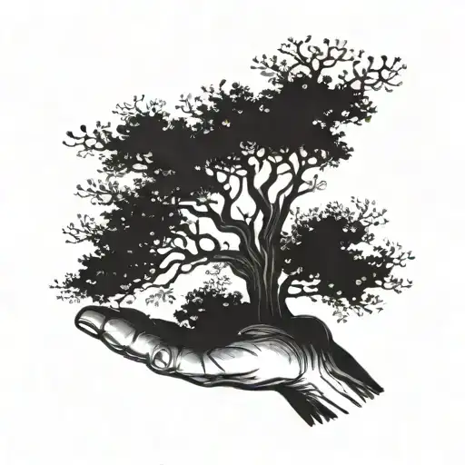 A Tattoo Of A Tree On A Person's Hand