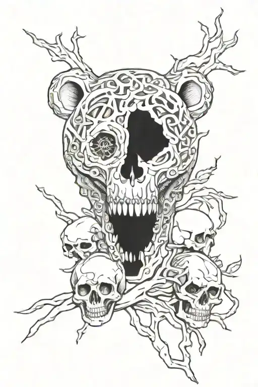 Anrgy Bear And A Skull