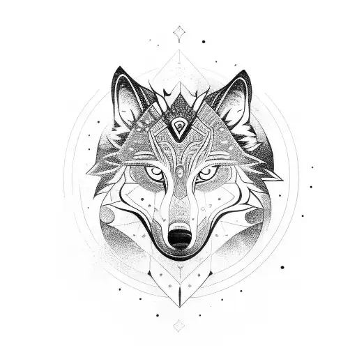 A Tribal Wolf For The Shoulder Surrounded By A Circular Aura Of Tribal Designs