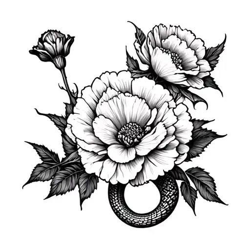 Carnation Flower And Snake