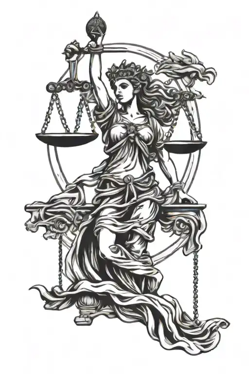 Lady Justice Tarot Card On Shoulder