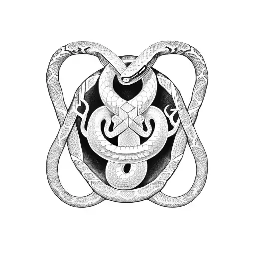 Serpent Wrapped Around Dagger Signifying Struggle