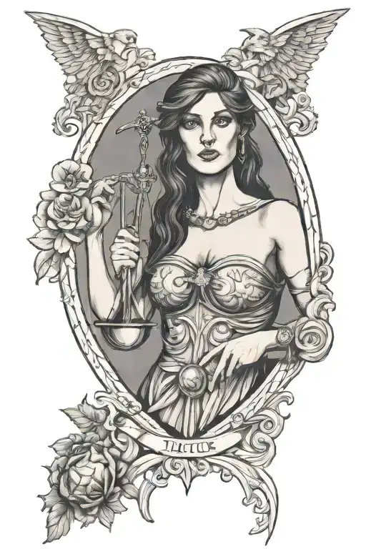 Justice Tarot Card On Shoulder