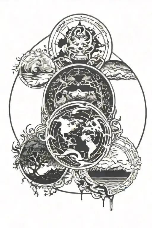 Earth Water Air Fire In Circle Shape Made