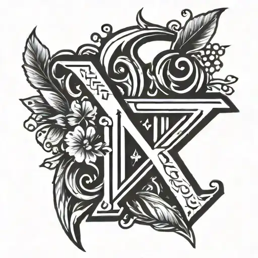 Letter N & K With Heart And Arrow Piercing