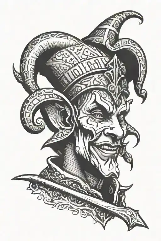 Jester With Pointed Hat And A Dagger In His Hand
