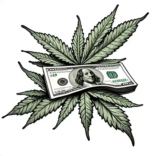 Weed Leafs And Money