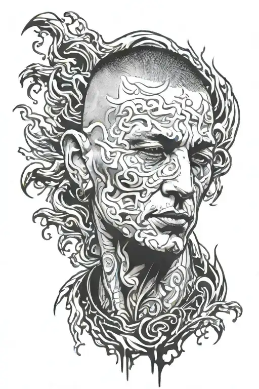 Chester Bennington Flames Left Arm With Coordinates