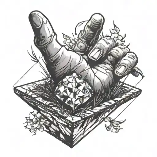 A Human Hand Trying To Balance A Diamond On Top Of A Single Piece Of Grass