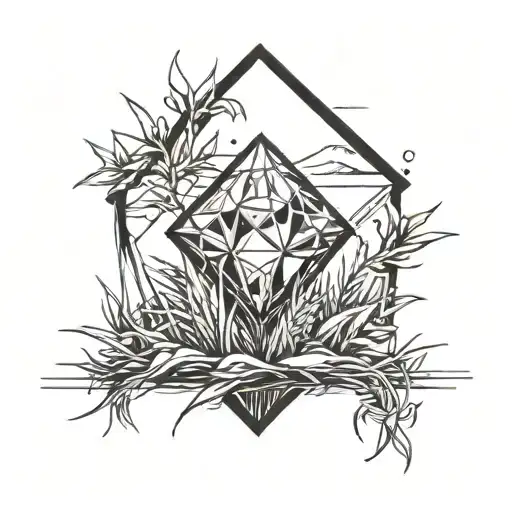 A Diamond Balancing On Top Of A Single Piece Of Grass