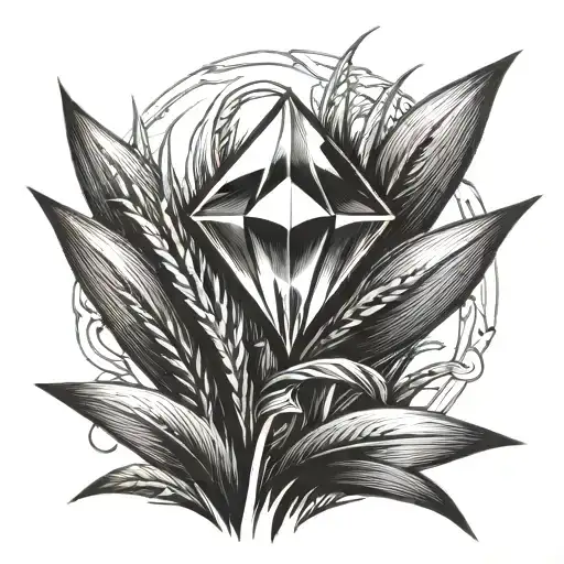 A Blade Of Grass With A Diamond On Top Of It