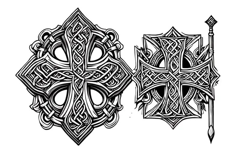 Celtic Cross And Iron Cross Mixed