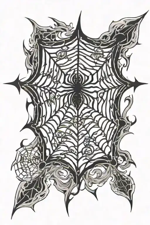 Spider Web And Fire Flames