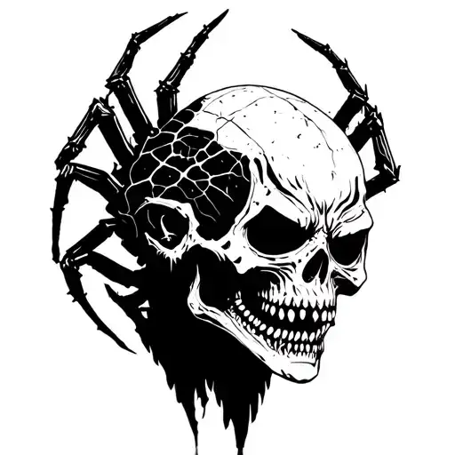 Gothic Spider Crawling Side View Zombie Head