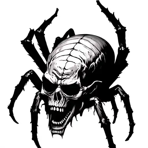 Spider Crawling Side View Zombie Head