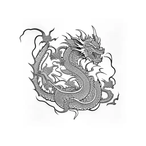 Japanese Leg Sleeve With Dragon And Samurai