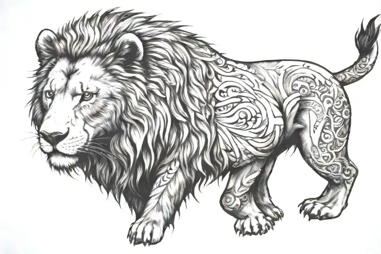 A Big Bear And A Wild Lion Together Hugging