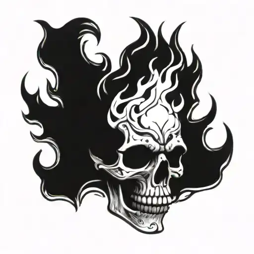 Skull On Fire Flames