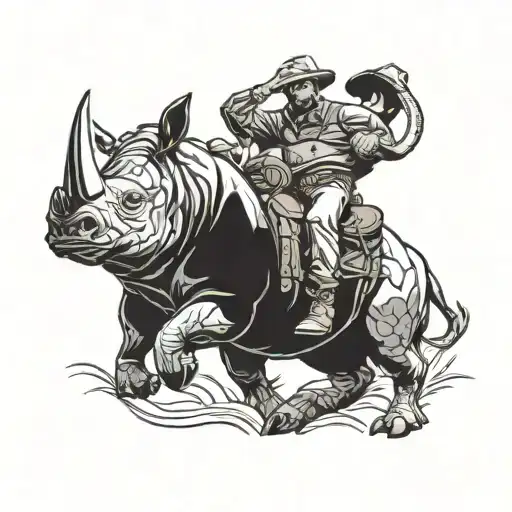 Cowboy Riding A Rhino