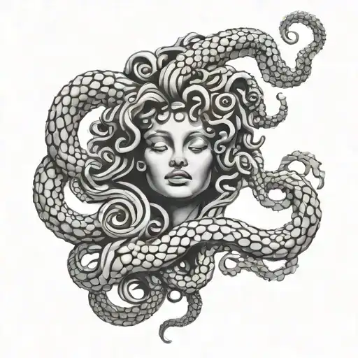 Medusa Head With Realistic Shading Its Face