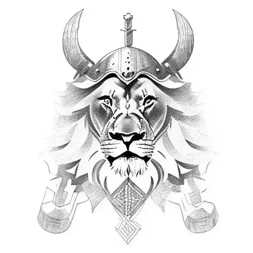 Lion With Viking Helmet