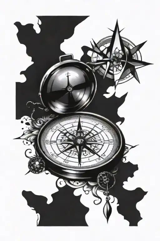 Compass Surrounded By Various