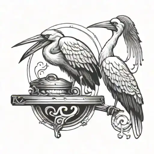 Blacksmith And Stork Bird