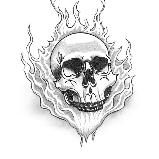 A Smoking Skull Wearing A Crown Engulfed In Flames