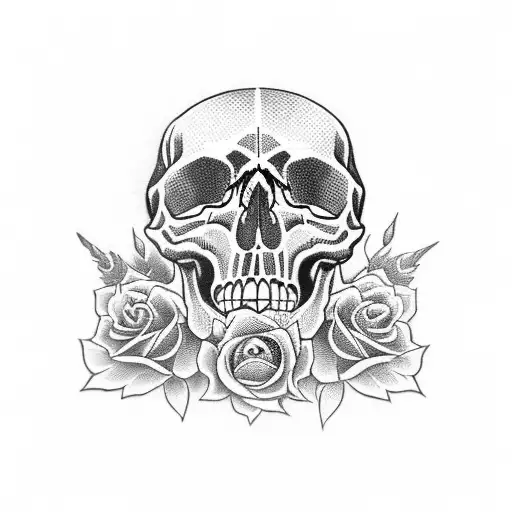Skull Roses And Crow