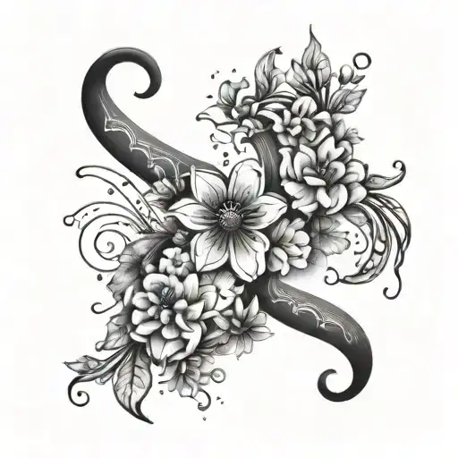 Cancer Horoscope Symbol With Flowers