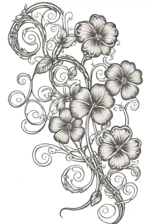 Four Leaf Clover And Vine Winding