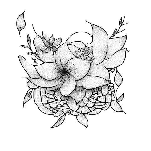 Dove Flying With Flowers