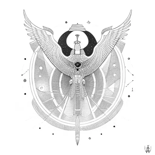 Egyptian God Thoth Crane Headed With Star Map Of Orion