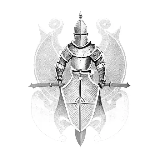 Medieval Knight With A Sword Made Of Mechanical Parts